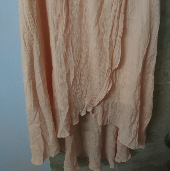Lily Rose peach criss cross neckline flowy dress L - Picture 2 of 7